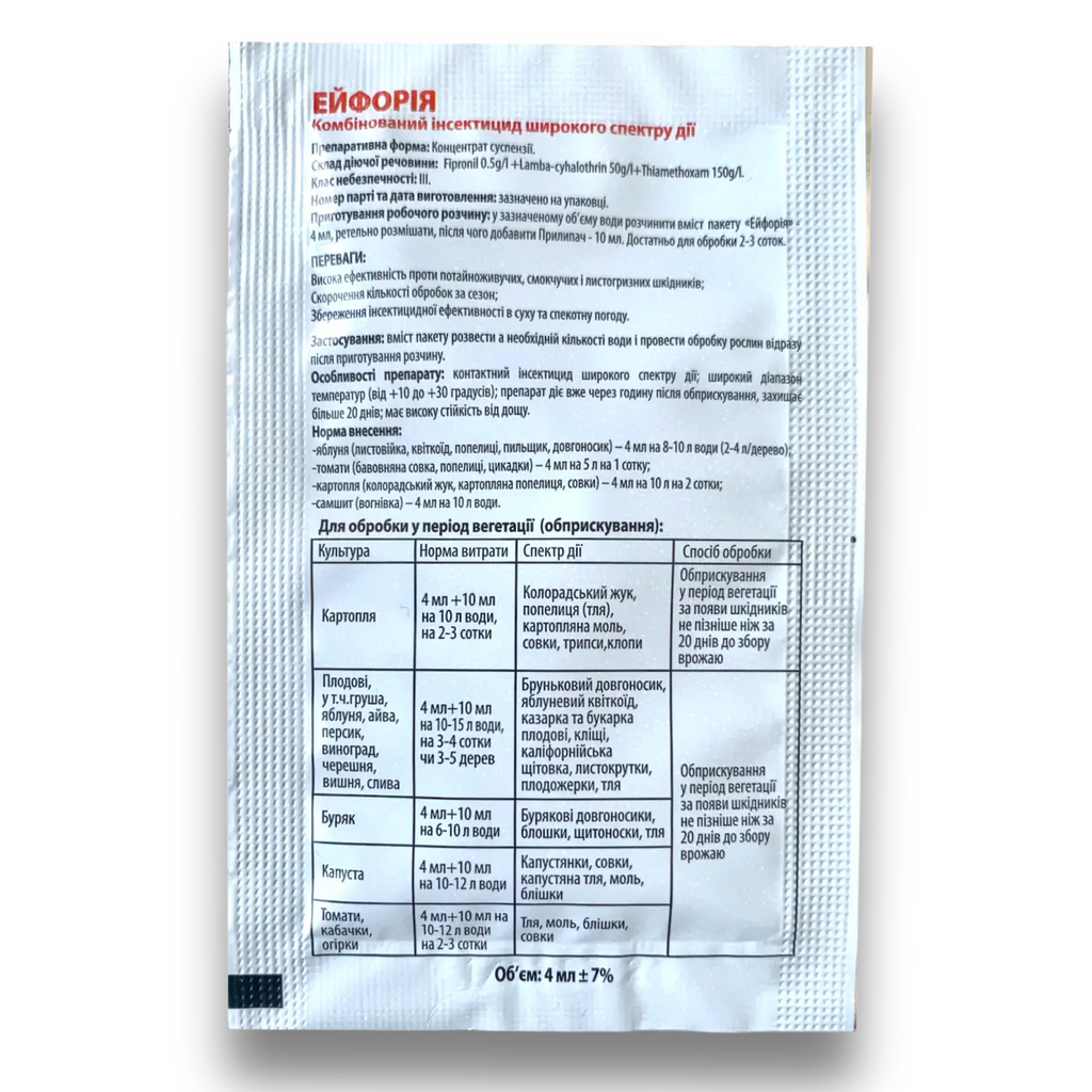 Інсектицид Ейфорія 4 мл + прилипач 10 мл