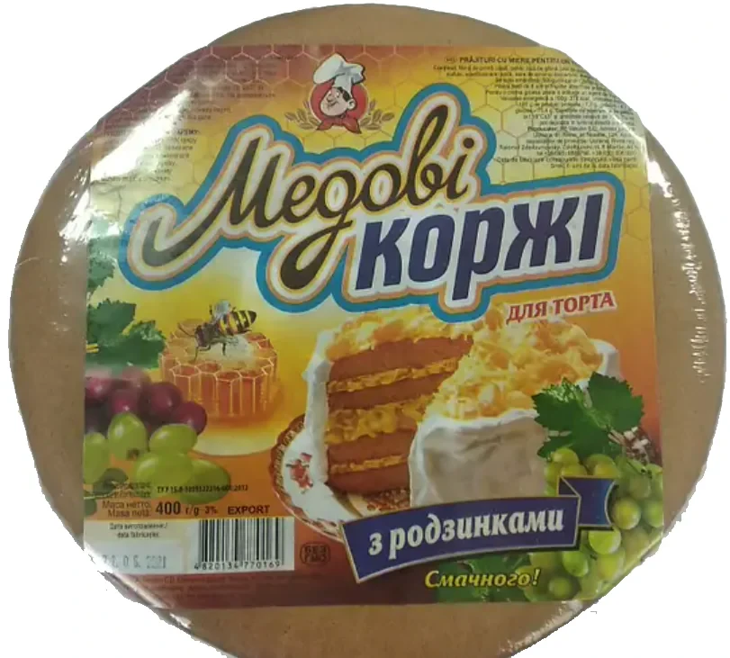 Коржі для торта Медові з родзинками 400 г